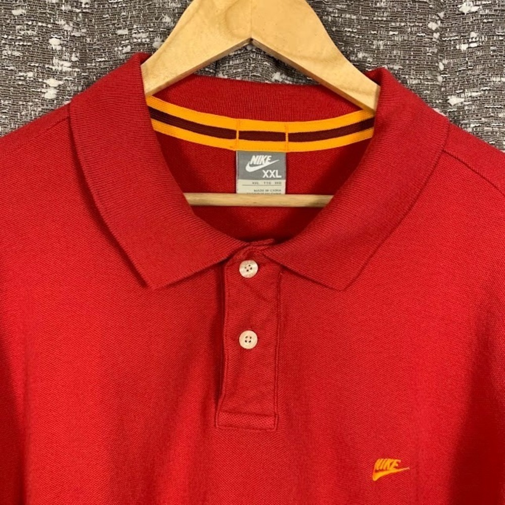 Vintage Nike Red Polo Shirt Red/Gold Swoosh Logo Preppy Sportswear Men's XXL - Picture 4 of 9